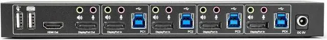 Alt view image 6 of 9 - Rocstor SolidKVM SK04 DisplayPort 1.4 and USB 3.0 4?1 KVM Switch - 4 Computer(s) - 1 Local User(s) - 4K - 4096 x 2160 - 8 x USB - USB 2.0HDMI - 5 x DisplayPort