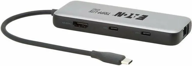 Alt view image 4 of 7 - Eaton Tripp Lite Series USB-C Multiport Adapter - 4K 60 Hz HDMI, USB 3.2 Gen 2 Hub Ports, GbE, 100W PD Charging, HDR, HDCP 2.2 - Charging Capability - USB Type C - 1 Displays Supported - 4K @ 60Hz, 4K