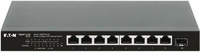 Alt view image 4 of 8 - Eaton Tripp Lite Series 8-Port 2.5 Gbps Desktop Gigabit Ethernet Unmanaged Switch with PoE+ Pass-Through, 100W, Metal Enclosure, TAA - 6 Ports - 2.5 Gigabit Ethernet, 10 Gigabit Ethernet - 2.5GBase-T,