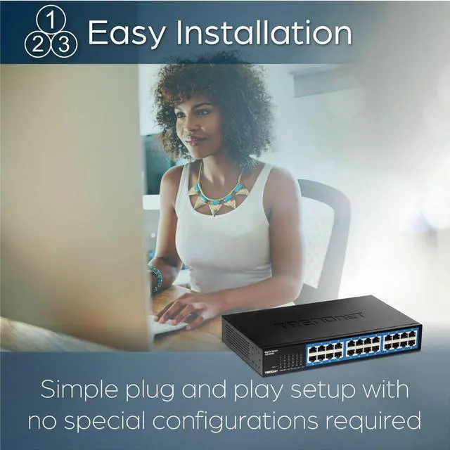 Alt view image 12 of 16 - TRENDnet 24-Port Gigabit Desktop Switch, TEG-S25D, 24  x Gigabit RJ-45 Ports, 48Gbps Switching Capacity,  Fanless Design, Metal Enclosure, Internal Power Supply,  Lifetime Protection, Black