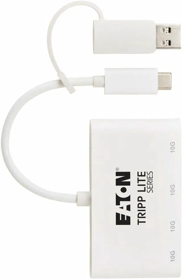 Alt view image 7 of 9 - Eaton Tripp Lite Series 4-Port USB-C Hub - USB 3.2 Gen 2 (10 Gbps), 2 USB-A & 2 USB-C Ports, Thunderbolt 3, White - USB Type C, USB Type A - 1.25 GB/s - Notebook, Tablet, Desktop, Smartphone, Hard