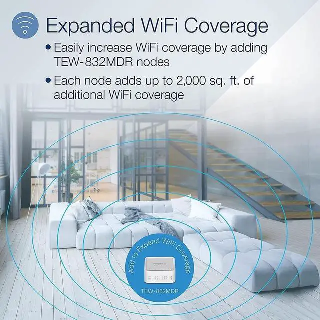 Alt view image 12 of 20 - TRENDnet AC1200 WiFi EasyMesh Remote Node, App-Based Setup Utility, Seamless WiFi Roaming, Beamforming,Supports 2.4GHz and 5GHz Devices, TEW-832MDR, White