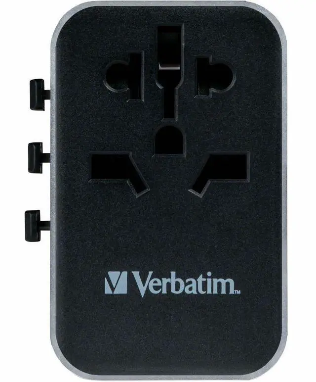 Alt view image 2 of 8 - Verbatim UTA-04 Universal Travel Adapter 61W - USB -C, USB-A - 61 W - 120 V AC, 230 V AC Input - 1