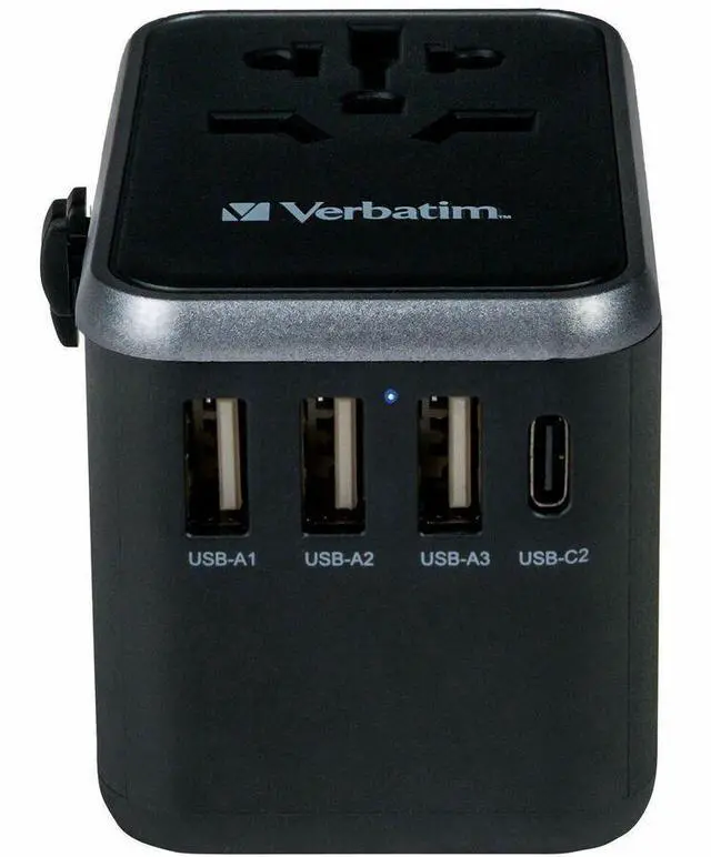 Alt view image 6 of 8 - Verbatim UTA-04 Universal Travel Adapter 61W - USB -C, USB-A - 61 W - 120 V AC, 230 V AC Input - 1
