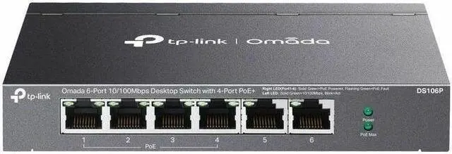 Main image of TP-Link Omada 6-Port 10/100Mbps Unmanaged Desktop Switch with 4-Port PoE+