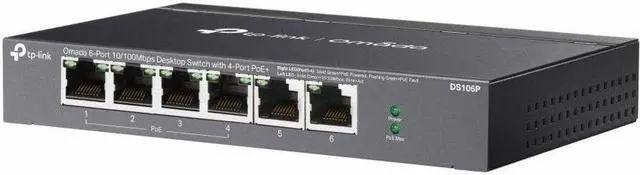 Alt view image 2 of 7 - TP-Link Omada 6-Port 10/100Mbps Unmanaged Desktop Switch with 4-Port PoE+
