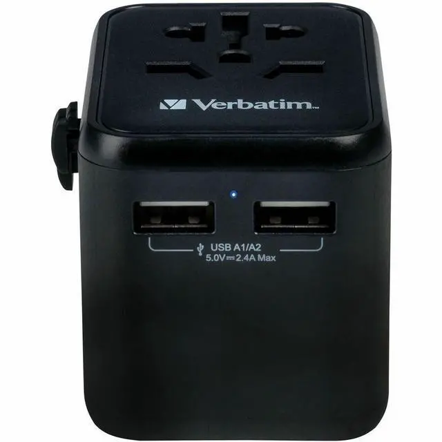 Alt view image 2 of 8 - Verbatim Universal Travel Adapter with 2 x USB-A 12W(49543)