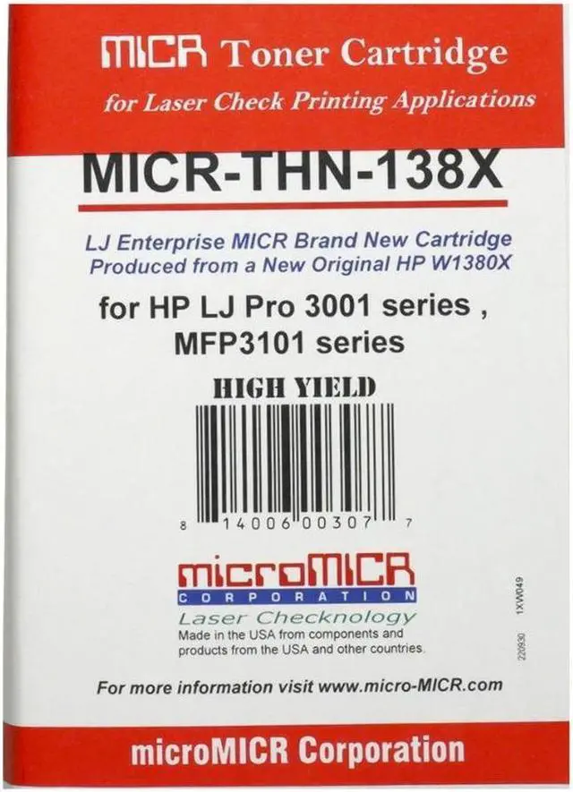 Alt view image 2 of 4 - microMICR MICR High Yield Laser Toner Cartridge - Alternative for HP 138A, 138X (W1480A) - Black - 1 Each - 4000 Pages