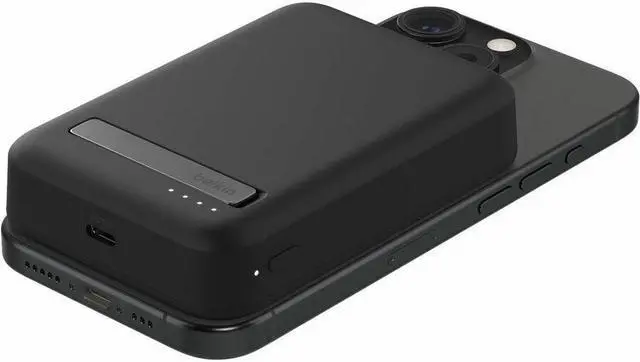 Alt view image 2 of 6 - Belkin BoostCharge Pro Magnetic Power Bank with Qi2 15W 10K - For iPhone, Qi2-enabled Device - 10000 mAh - 2 x USB - Black