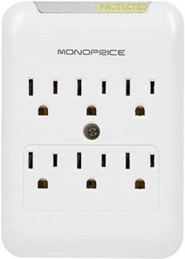 Alt view image 11 of 14 - Monoprice Power & Surge - 6 Outlet Surge Protector Slim Wall Tap - White | UL Rated, 540 Joules With Protected Light Indicator