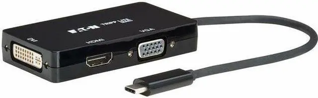 Main image of Eaton Tripp Lite Series USB-C Multiport Adapter (M/3xF) - 4K 60 Hz HDMI, 1080p VGA + DVI Ports, Black