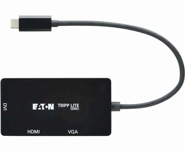 Alt view image 2 of 7 - Eaton Tripp Lite Series USB-C Multiport Adapter (M/3xF) - 4K 60 Hz HDMI, 1080p VGA + DVI Ports, Black