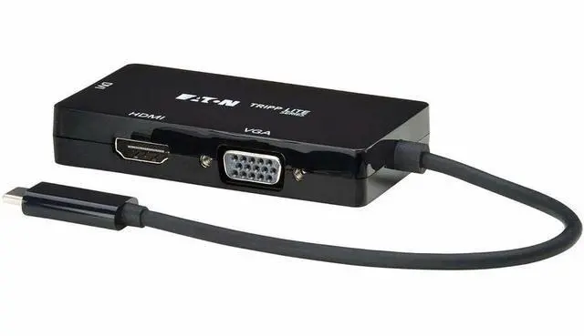 Alt view image 3 of 7 - Eaton Tripp Lite Series USB-C Multiport Adapter (M/3xF) - 4K 60 Hz HDMI, 1080p VGA + DVI Ports, Black
