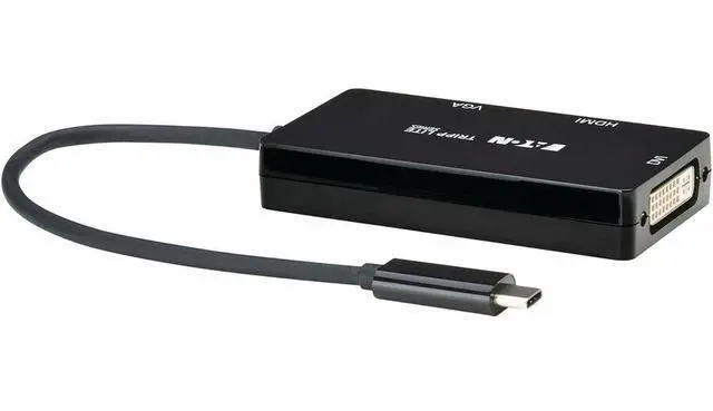 Alt view image 5 of 7 - Eaton Tripp Lite Series USB-C Multiport Adapter (M/3xF) - 4K 60 Hz HDMI, 1080p VGA + DVI Ports, Black
