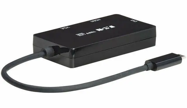 Alt view image 6 of 7 - Eaton Tripp Lite Series USB-C Multiport Adapter (M/3xF) - 4K 60 Hz HDMI, 1080p VGA + DVI Ports, Black