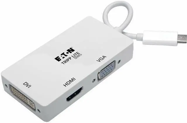 Main image of Eaton Tripp Lite Series USB-C Multiport Adapter (M/3xF) - 4K 60 Hz HDMI, 1080p VGA + DVI Ports, White - 1 x USB 3.2 (Gen 1) Type C - Male - 1 x DVI-D (Dual-Link) Digital Video - Female, 1 x 15-Pin HD-