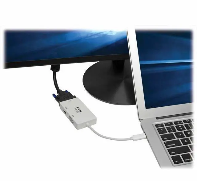Alt view image 6 of 6 - Eaton Tripp Lite Series USB-C Multiport Adapter (M/3xF) - 4K 60 Hz HDMI, 1080p VGA + DVI Ports, White - 1 x USB 3.2 (Gen 1) Type C - Male - 1 x DVI-D (Dual-Link) Digital Video - Female, 1 x 15-Pin HD-