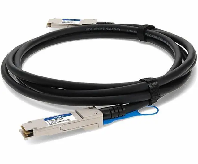 Alt view image 7 of 12 - Add-on QSFP-100G-CU5M-AO 5 m TAA Compliant 100Gbase-CU QSFP28 Direct Attach Cable