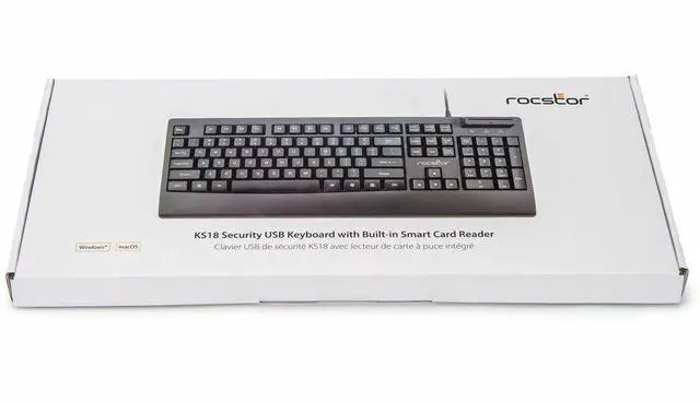 Alt view image 3 of 9 - Rocstor KS18 Security USB Keyboard with Built-in Smart Card Reader -104 Keys - 104 Keys - QWERTY Layout - Smart Card Reader - USB - Black