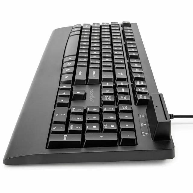 Alt view image 2 of 9 - Rocstor KS18 Security USB Keyboard with Built-in Smart Card Reader -104 Keys - 104 Keys - QWERTY Layout - Smart Card Reader - USB - Black