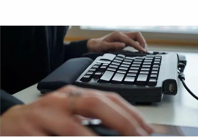 Alt view image 4 of 6 - Matias Programmable Ergo Pro USB-A Wired Mechanical Keyboard FK403QPC-P