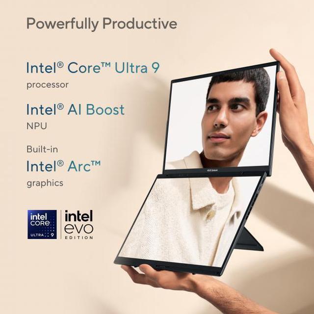 Alt view image 4 of 7 - ASUS Zenbook DUO Dual 14" OLED 3K 120Hz Touchscreen Laptop Intel Core Ultra 9 285H 32GB RAM 1TB SSD Inkwell Gray Windows 11 Home