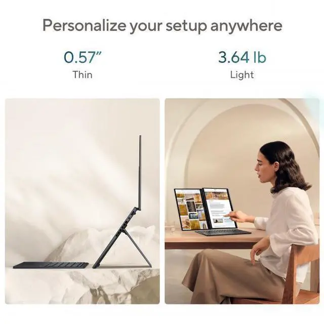 Alt view image 5 of 7 - ASUS Zenbook DUO Dual 14" OLED 3K 120Hz Touchscreen Laptop Intel Core Ultra 9 285H 32GB RAM 1TB SSD Inkwell Gray Windows 11 Home