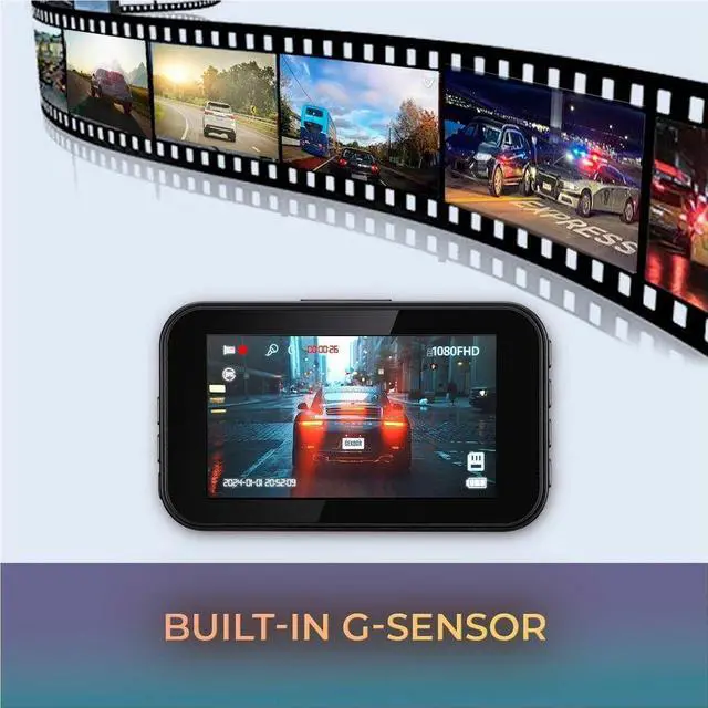 Alt view image 2 of 16 - GekoGear Orbit D111 1080P HD Dash Cam - 3" Screen - Dashboard - Wired - 1920 x 1080 Video - CMOS