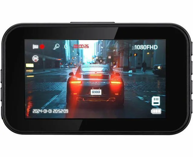 Alt view image 5 of 16 - GekoGear Orbit D111 1080P HD Dash Cam - 3" Screen - Dashboard - Wired - 1920 x 1080 Video - CMOS