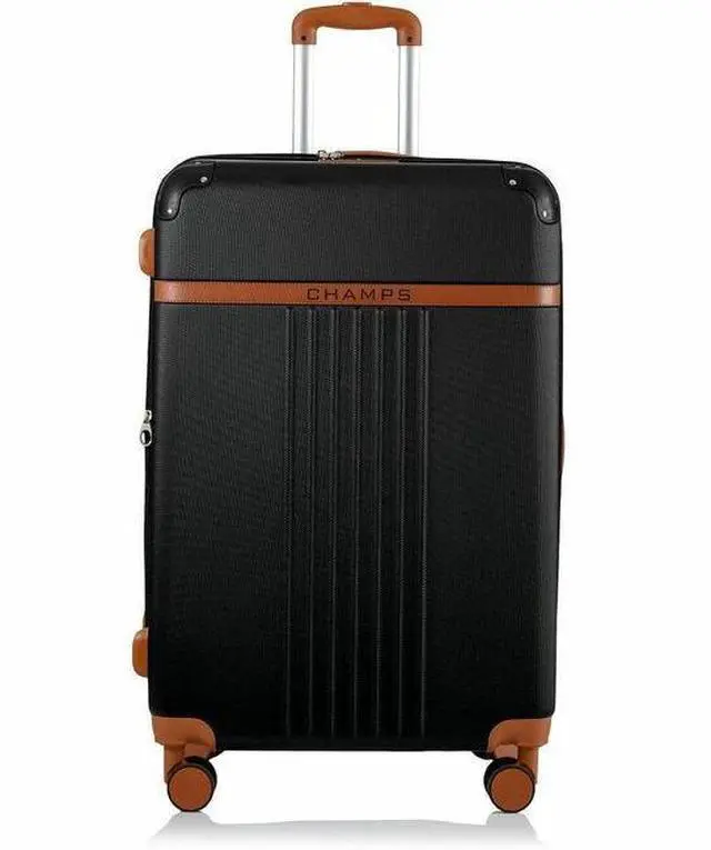 Main image of CHAMPS Vintage Collection - Hardside Carry-on - Black - Durable Expandable Hardside 20in. Carry-on - Lightweight Polycarbonate with TSA Lock - 360-Degree Wheels and USB-Charging port for Charging on-t