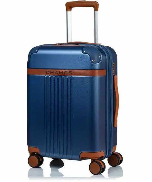 Main image of CHAMPS Vintage Collection - Hardside Carry-on - Navy - Durable Expandable Hardside 20in. Carry-on - Lightweight Polycarbonate with TSA Lock - 360-Degree Wheels and USB-Charging port for Charging on-th