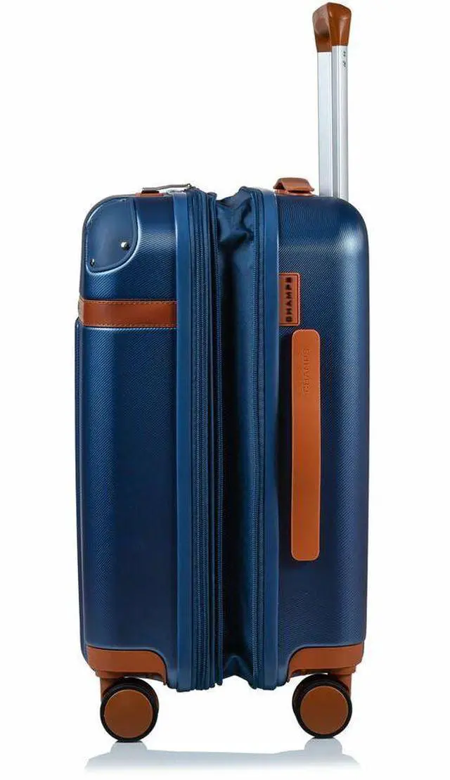 Alt view image 5 of 14 - CHAMPS Vintage Collection - Hardside Carry-on - Navy - Durable Expandable Hardside 20in. Carry-on - Lightweight Polycarbonate with TSA Lock - 360-Degree Wheels and USB-Charging port for Charging on-th