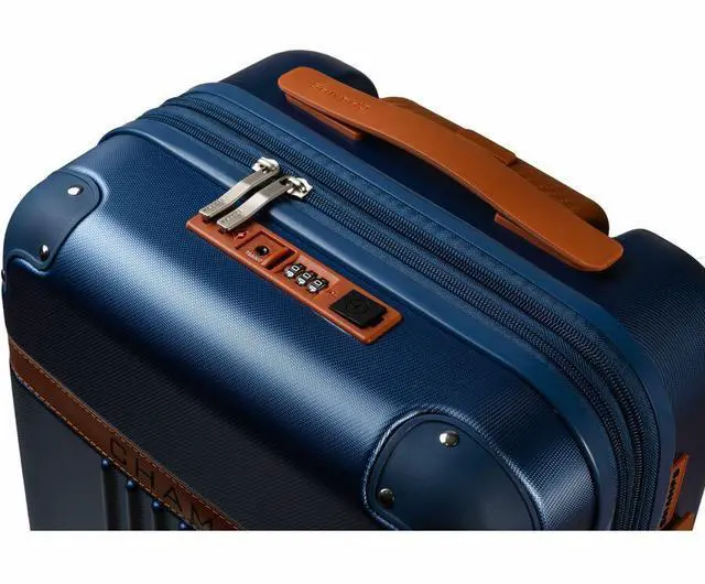 Alt view image 6 of 14 - CHAMPS Vintage Collection - Hardside Carry-on - Navy - Durable Expandable Hardside 20in. Carry-on - Lightweight Polycarbonate with TSA Lock - 360-Degree Wheels and USB-Charging port for Charging on-th
