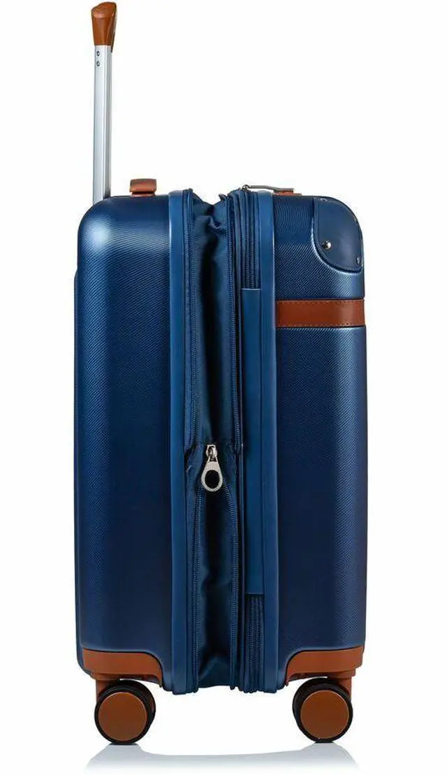 Alt view image 2 of 14 - CHAMPS Vintage Collection - Hardside Carry-on - Navy - Durable Expandable Hardside 20in. Carry-on - Lightweight Polycarbonate with TSA Lock - 360-Degree Wheels and USB-Charging port for Charging on-th