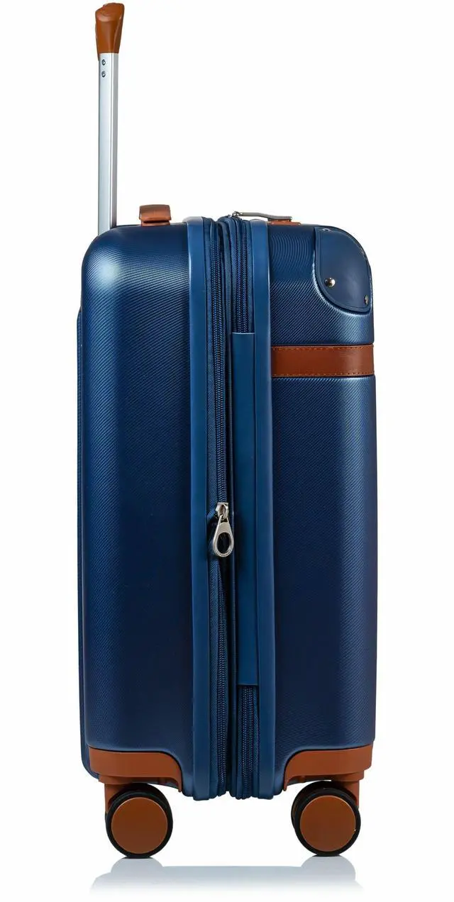 Alt view image 3 of 14 - CHAMPS Vintage Collection - Hardside Carry-on - Navy - Durable Expandable Hardside 20in. Carry-on - Lightweight Polycarbonate with TSA Lock - 360-Degree Wheels and USB-Charging port for Charging on-th