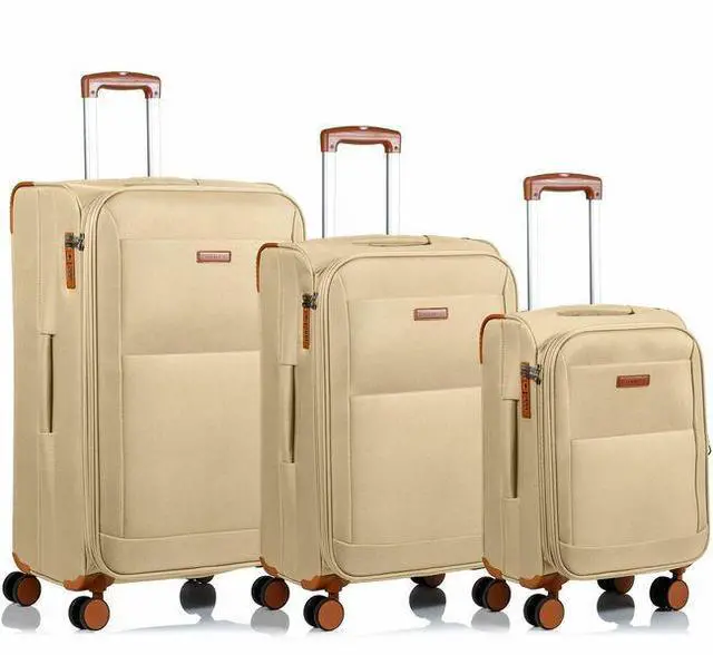 Main image of CHAMPS Classic Collection 3-piece Softside Luggage set Khaki C5010KHAKI