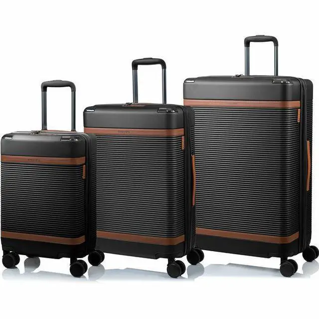 Main image of CHAMPS Vintage III Collection 3-piece Hardside Luggage set Black S1033BLACK