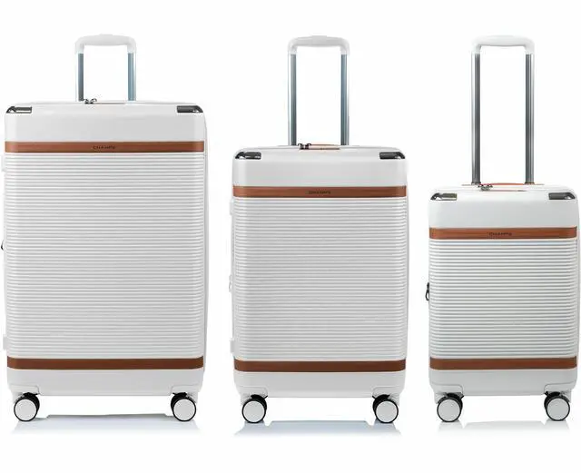 Alt view image 2 of 14 - CHAMPS Vintage III Collection 3-piece Hardside Luggage set Ivory S1033IVORY