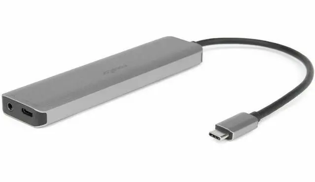 Alt view image 6 of 9 - Rocstor 3.5mm/HDMI/USB/USB-C Audio/Video Adapter - 1 x USB Type C - Male - 1 x HDMI Digital Audio/Video - Female, 2 x USB Type A - Female, 1 x Mini-phone Audio - Female, 1 x USB Type C - Female - Silv