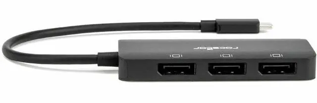 Alt view image 2 of 9 - Rocstor Type-C to Triple DisplayPort Adapter with DP1.4 Alt Mode - 1 x USB Type C - Male - 3 x DisplayPort 1.4 Digital Audio/Video - Female - 7680 x 4320 Supported - Black - 1
