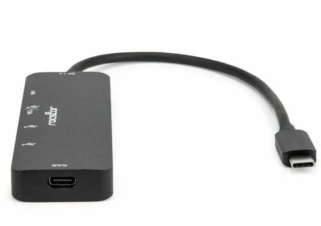 Alt view image 4 of 9 - Rocstor Type-C to HDMI/USB-Ax3/Type-C PD Charging with DP1.4 Alt Mode - 1 x USB 3.1 Type C - Male - 1 x HDMI Digital Audio/Video - Female, 3 x USB 3.1 Type A - Female, 1 x USB 3.1 Type C - Female - 38