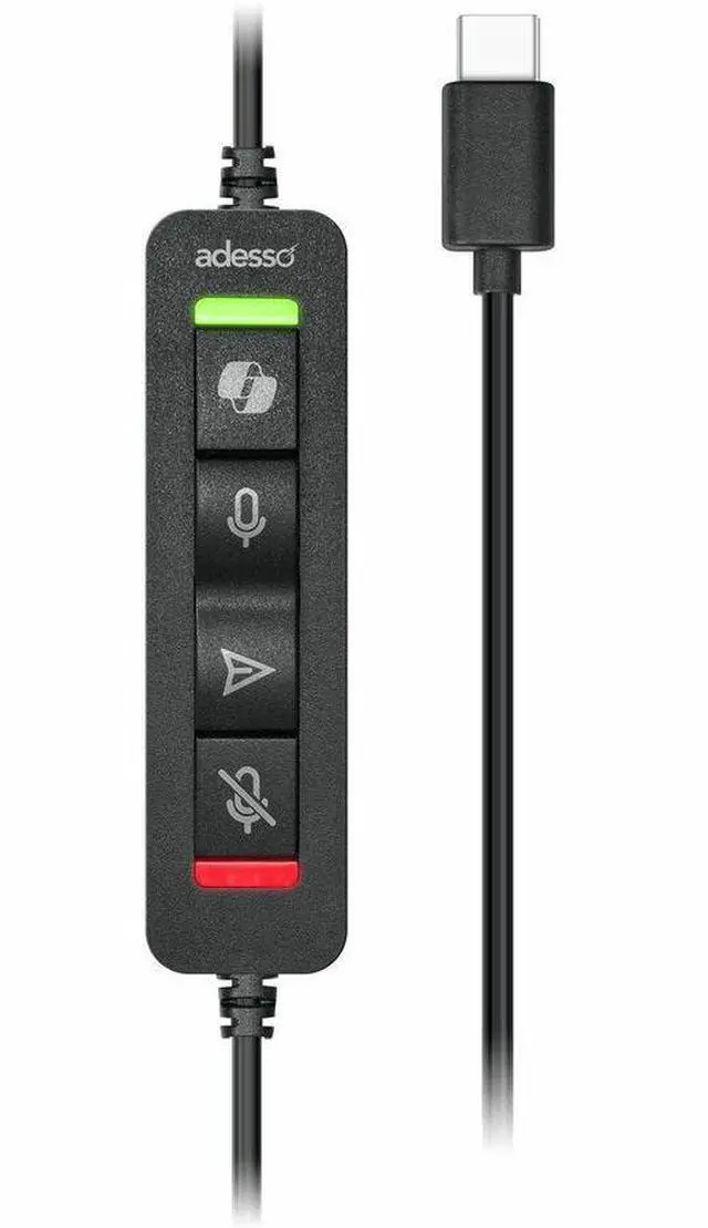 Alt view image 6 of 8 - Adesso Xtream P7 Wired Stereo Headset With AI Controls - Stereo - USB Type A, USB Type C - Wired - 32 Ohm - 20 Hz to 20 kHz - Over-the-head - Binaural - Circumaural - 6 ft Cable - Omni-directional Mic