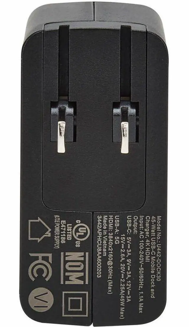 Alt view image 4 of 8 - Eaton Tripp Lite Series Travel-Sized USB-C Dock and Charger - 4K HDMI, USB 3.2 Gen 1, 45W PD Charging - 45 W - North America - 230 V AC, 120 V AC Input - 5 V DC, 9 V DC, 15 V DC, 20 V DC Output - 3 A