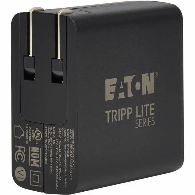 Alt view image 5 of 8 - Eaton Tripp Lite Series Travel-Sized USB-C Dock and Charger - 4K HDMI, USB 3.2 Gen 1, 45W PD Charging - 45 W - North America - 230 V AC, 120 V AC Input - 5 V DC, 9 V DC, 15 V DC, 20 V DC Output - 3 A