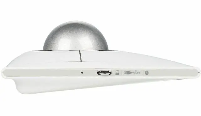 Alt view image 4 of 9 - Kensington SlimBlade Pro EQ Trackball - Optical - Cable/Wireless - Bluetooth/Radio Frequency - 2.40 GHz - Rechargeable - White - USB Type C - 8 Programmable Button(s) - Symmetrical - 4 Month Battery R