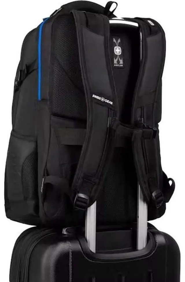 Alt view image 6 of 7 - SwissGear 8120203410 Carrying Case (Backpack) for 17" Notebook - Black - Scratch Resistant, Shock Absorbing - 1200D Polyester, Ethylene Vinyl Acetate (EVA) Body - Shoulder Strap, Handle, Trolley
