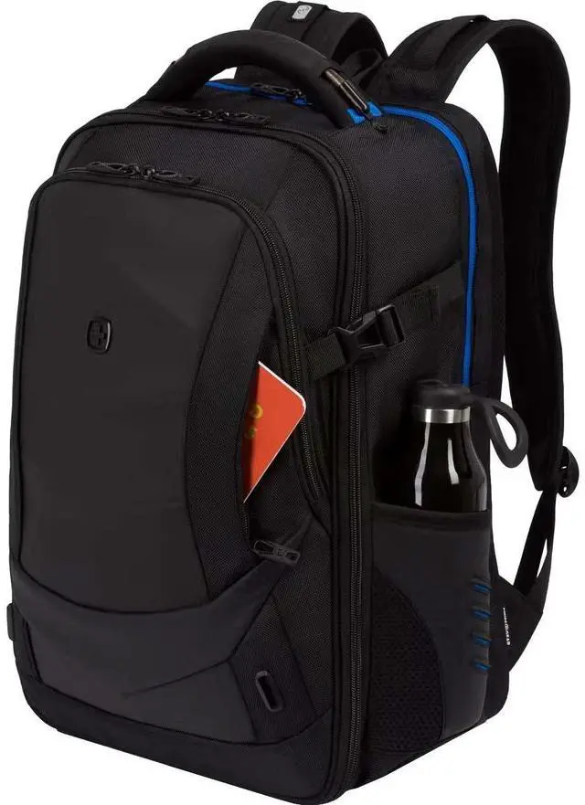Alt view image 5 of 7 - SwissGear 8120203410 Carrying Case (Backpack) for 17" Notebook - Black - Scratch Resistant, Shock Absorbing - 1200D Polyester, Ethylene Vinyl Acetate (EVA) Body - Shoulder Strap, Handle, Trolley