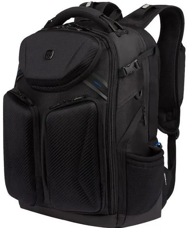 Main image of SwissGear 2910203410 Carrying Case (Backpack) for 17" Notebook - Black - Shock Absorbing, Crush Resistant Pocket - 1680D Ballistic Fabric Body - Mesh Exterior Material - Shoulder Strap, Telescopi