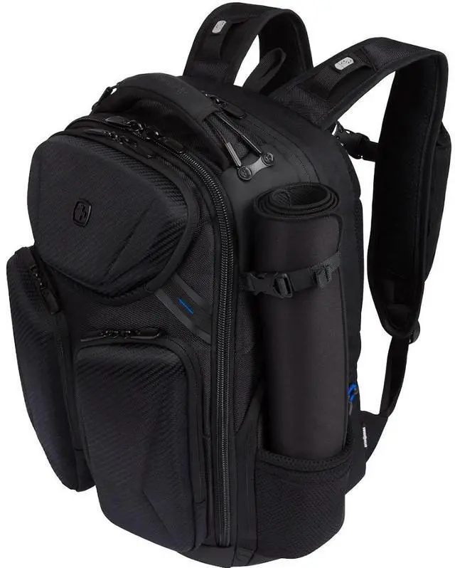 Alt view image 5 of 7 - SwissGear 2910203410 Carrying Case (Backpack) for 17" Notebook - Black - Shock Absorbing, Crush Resistant Pocket - 1680D Ballistic Fabric Body - Mesh Exterior Material - Shoulder Strap, Telescopi