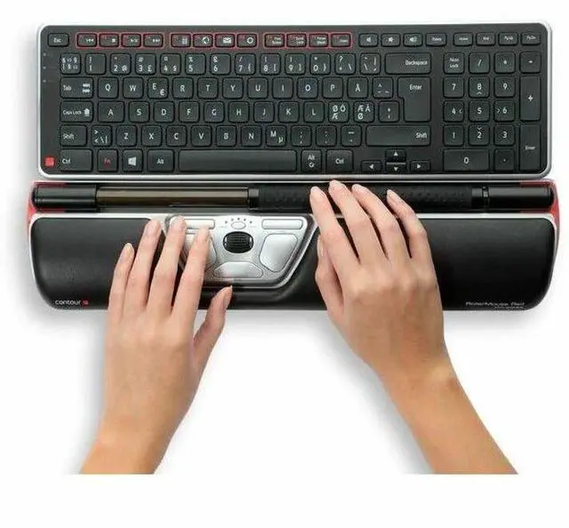 Alt view image 7 of 8 - Contour Ultimate Workstation Red Keyboard & Mouse - Wireless Keyboard - English (US) - Wireless Roll Bar Mouse - Symmetrical - Compatible with Computer for PC, Mac